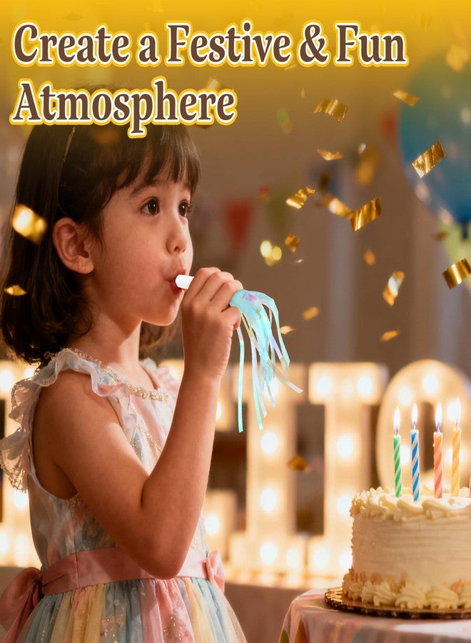 Weoxpr 30 Pieces Colorful Noisemakers Blowouts Horns, Glitter Metallic Fringed Whistles and Streamers,for Birthday Party Favors, Graduation,New Years Accessory, Sports,Mermaid Supplies (Pastel Colors) - Image 5